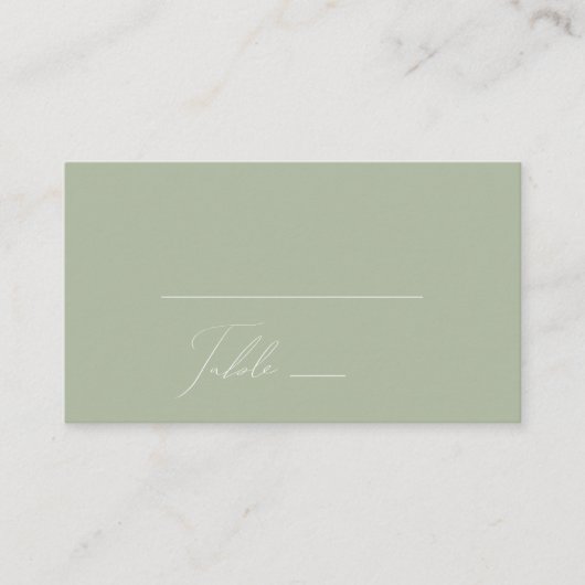Carte De Placement Script Whimsical | Mariage plat Sage Green (Devant)