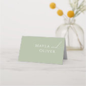 Carte De Placement Script Whimsical | Pliage vert sage (Dos)