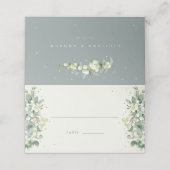 Carte De Placement Seafoam Green/Crème Snowberry + Eucalyptus Mariage (Extérieur déplié)