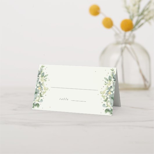 Carte De Placement Seafoam Green/Crème Snowberry + Eucalyptus Mariage (Devant)