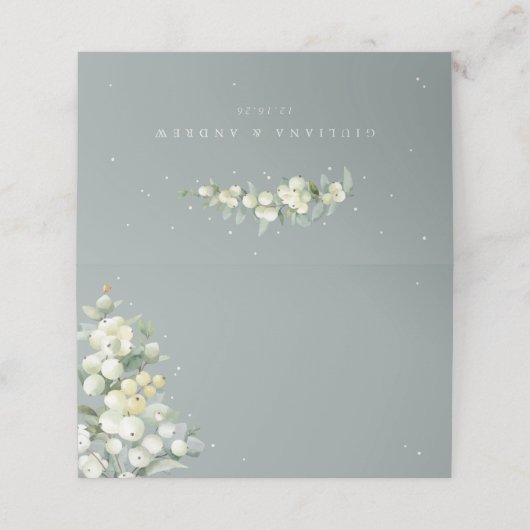 Carte De Placement Seafoam Green Snowberry+Eucalyptus Mariage (Extérieur déplié)