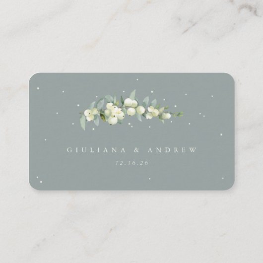 Carte De Placement Seafoam Green Snowberry+Eucalyptus Mariage plat (Dos)