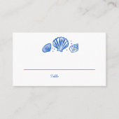 Carte De Placement Seashells Beach Wedding Bleu Blanc CUSTOM (Devant)