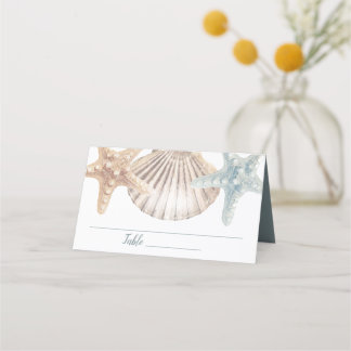 Carte De Placement Seashells Starfish Plage tropicale Mariage