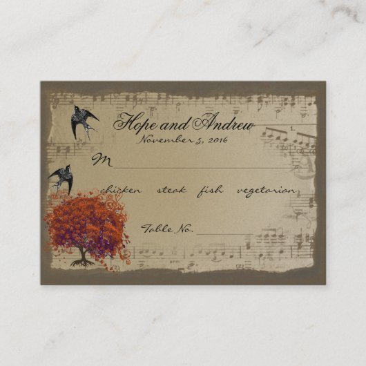 Carte De Placement Sélection du menu de la feuille de coeur rouge or (Devant)