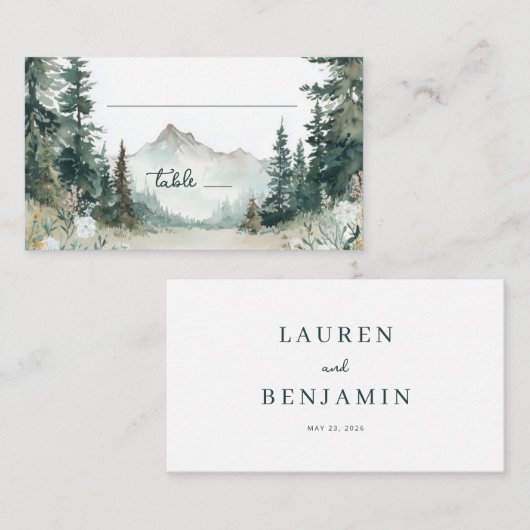 Carte De Placement Serene Mountain Wedding (Devant / Derrière)