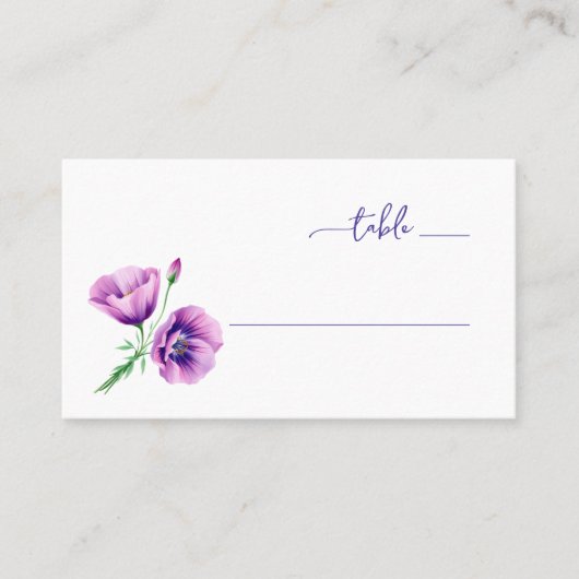 Carte De Placement Serene Purple Floral Poppy Illustration (Devant)