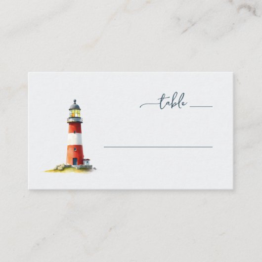 Carte De Placement Serene Red Watercolor Lighthouse (Devant)