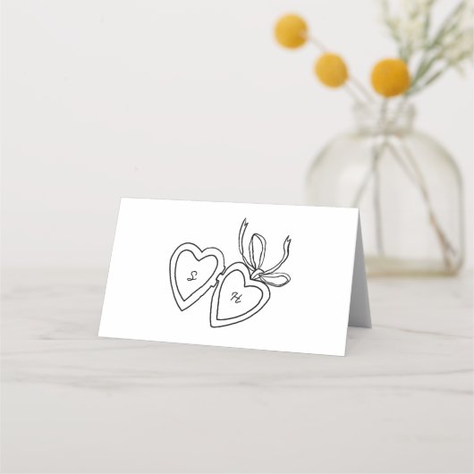 Carte De Placement Serrure de coeur Whimsical Doodle Croquis moderne (Dos)