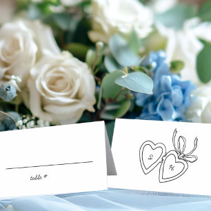 Carte De Placement Serrure de coeur Whimsical Doodle Croquis moderne