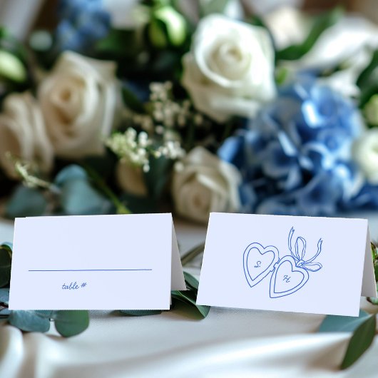 Carte De Placement Serrure de coeur Whimsical Doodle Croquis moderne 