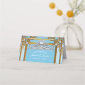 Carte De Placement Siège Blue & Gold Princess Crown Tiara Party (Devant)