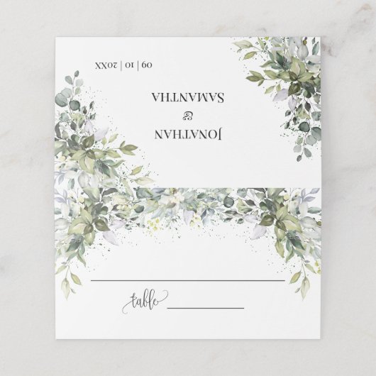 Carte De Placement Siège de mariage sous la douche d'eucalyptus vert (Extérieur déplié)