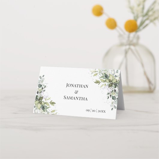 Carte De Placement Siège de mariage sous la douche d'eucalyptus vert (Dos)