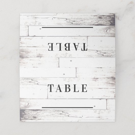 Carte De Placement Siège De Table Chic En Bois Blanc Rustique (Extérieur déplié)