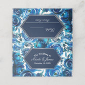 Carte De Placement Siège de table de mariage Fleurs Florales Indigo B (Extérieur déplié)