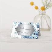 Carte De Placement Siège de table de mariage hivernal bleu blanc arge (Dos)