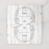 Carte De Placement Siège de table en bois blanc Rustique Mariage (Extérieur déplié)