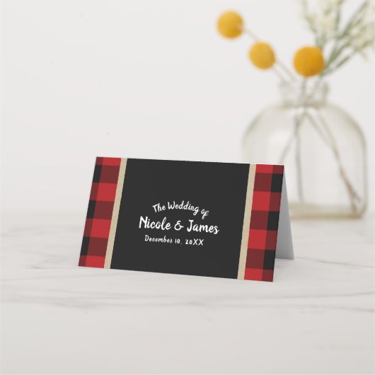 Carte De Placement Siège de table Mariage Rustique Buffalo Red Plaid (Devant)