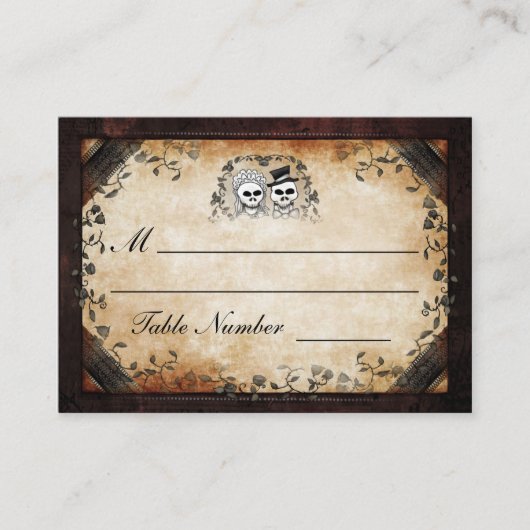 Carte De Placement Siège mariage - Skeletons d'Halloween gothiques Br (Devant)
