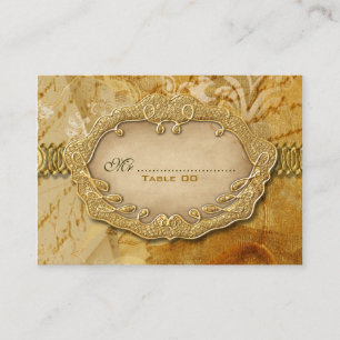 Carte De Placement Siège mariage vintage or brun