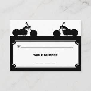 Carte De Placement Silhouette blanche noire Placecards de motard de