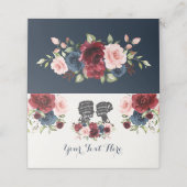 Carte De Placement Silhouettes de mariée à fleurs chic Marine (Extérieur déplié)