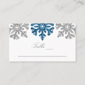 Carte De Placement Silver Blue Snowflakes Mariage d'hiver (Devant)