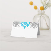 Carte De Placement Silver Blue Snowflakes Mariage d'hiver (Dos)