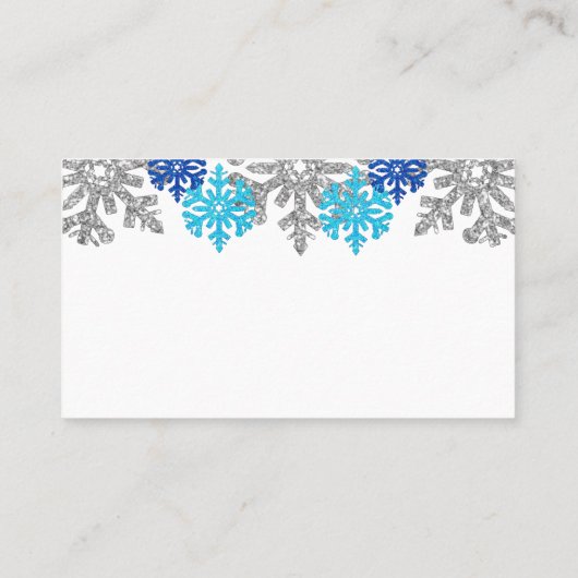 Carte De Placement Silver Blue Snowflakes Mariage d'hiver (Dos)