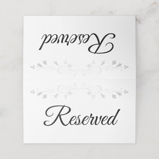 Carte De Placement Silver Filigree Simple mariage élégant Réservé (Extérieur déplié)