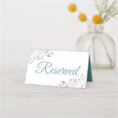 Carte De Placement Silver Frills Turquoise Blanc Élégant Mariage Rése (Devant)