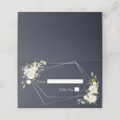 Carte De Placement Silver Geometry Navy Bleu Blanc Floral (Extérieur déplié)