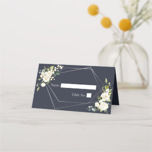 Carte De Placement Silver Geometry Navy Bleu Blanc Floral
