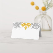 Carte De Placement Silver Gold Snowflakes Mariage hivernal (Dos)