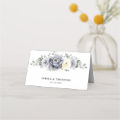Carte De Placement Silver Grey Ivory Floral hiver Rustique Mariage (Dos)