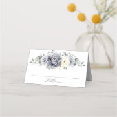 Carte De Placement Silver Grey Ivory Floral hiver Rustique Mariage (Devant)