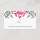 Carte De Placement Silver Pink Snowflakes Mariage d'hiver (Devant)