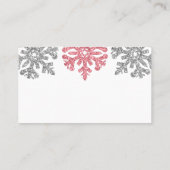 Carte De Placement Silver Pink Snowflakes Mariage d'hiver (Dos)