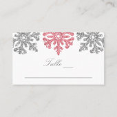 Carte De Placement Silver Pink Snowflakes Mariage d'hiver (Devant)