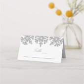 Carte De Placement Silver Snowflakes Carte de lieu de mariage hiverna (Devant)