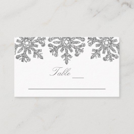 Carte De Placement Silver Snowflakes Mariage d'hiver (Devant)