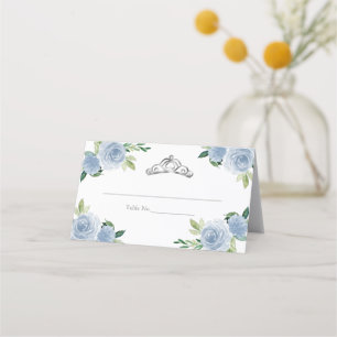 Carte De Placement Silver Tiara Bleu clair Floral Quinceanera Party