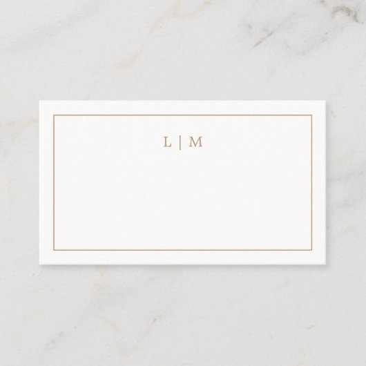 Carte De Placement Simple Antique Or Monogramme Mariage élégant (Devant)