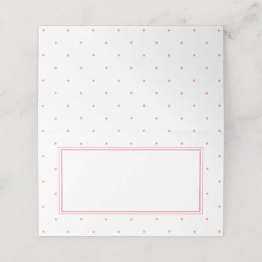Carte De Placement Simple Bébé Rose Points Fête de Naissance (Extérieur déplié)