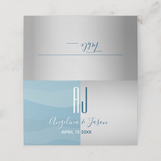 Carte De Placement Simple bleu (Extérieur déplié)