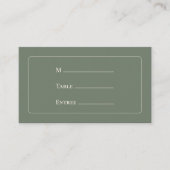 Carte De Placement Simple Boho Sage Vert Mariage Entree Choix plat (Devant)