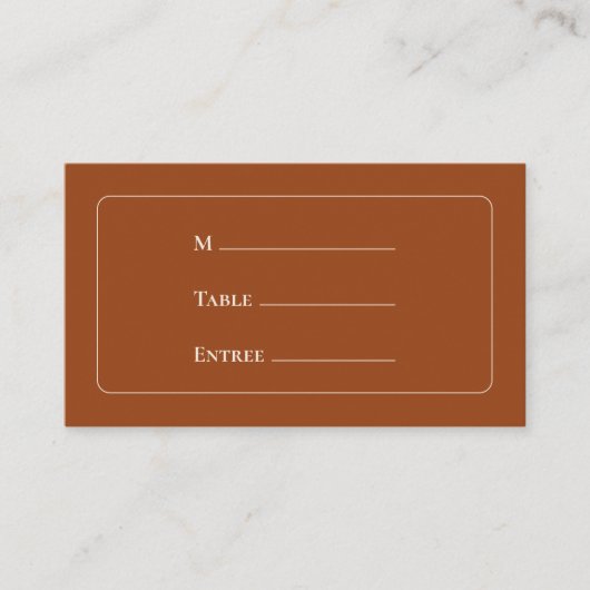 Carte De Placement Simple Boho Terracotta Mariage Entree Choix plat (Devant)