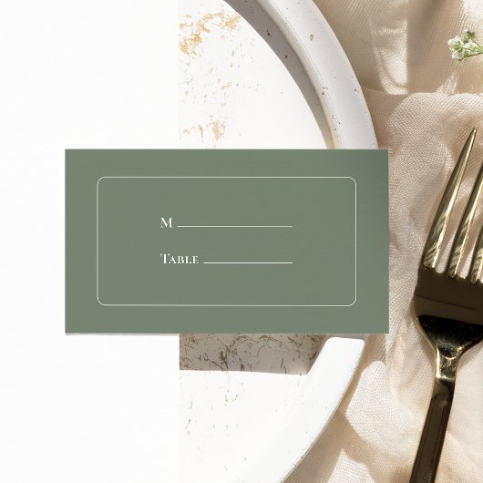 Carte De Placement Simple Boho Vert Sauge Mariage Plat