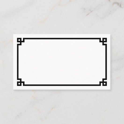Carte De Placement Simple Bordure de Clé Grecque Noire de Mariage (Devant)